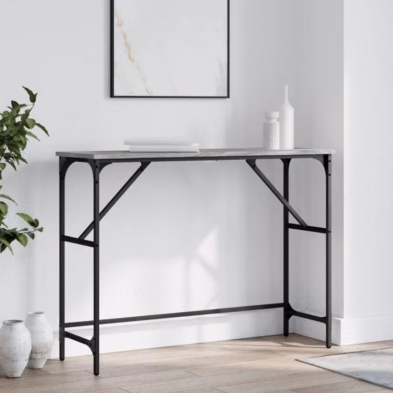 vidaXL Tavolo Consolle in Legno Multistrato Grigio Sonoma L: 100 cm, P: 32 cm, H: 75 cm