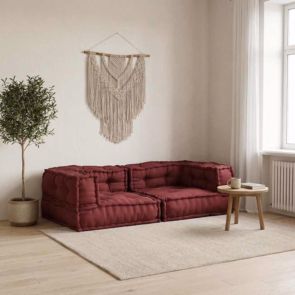 vidaXL Divano Modulare a 2 Posti in Tessuto Marrone Rossiccio L: 140 cm, P: 70 cm, H: 36 cm