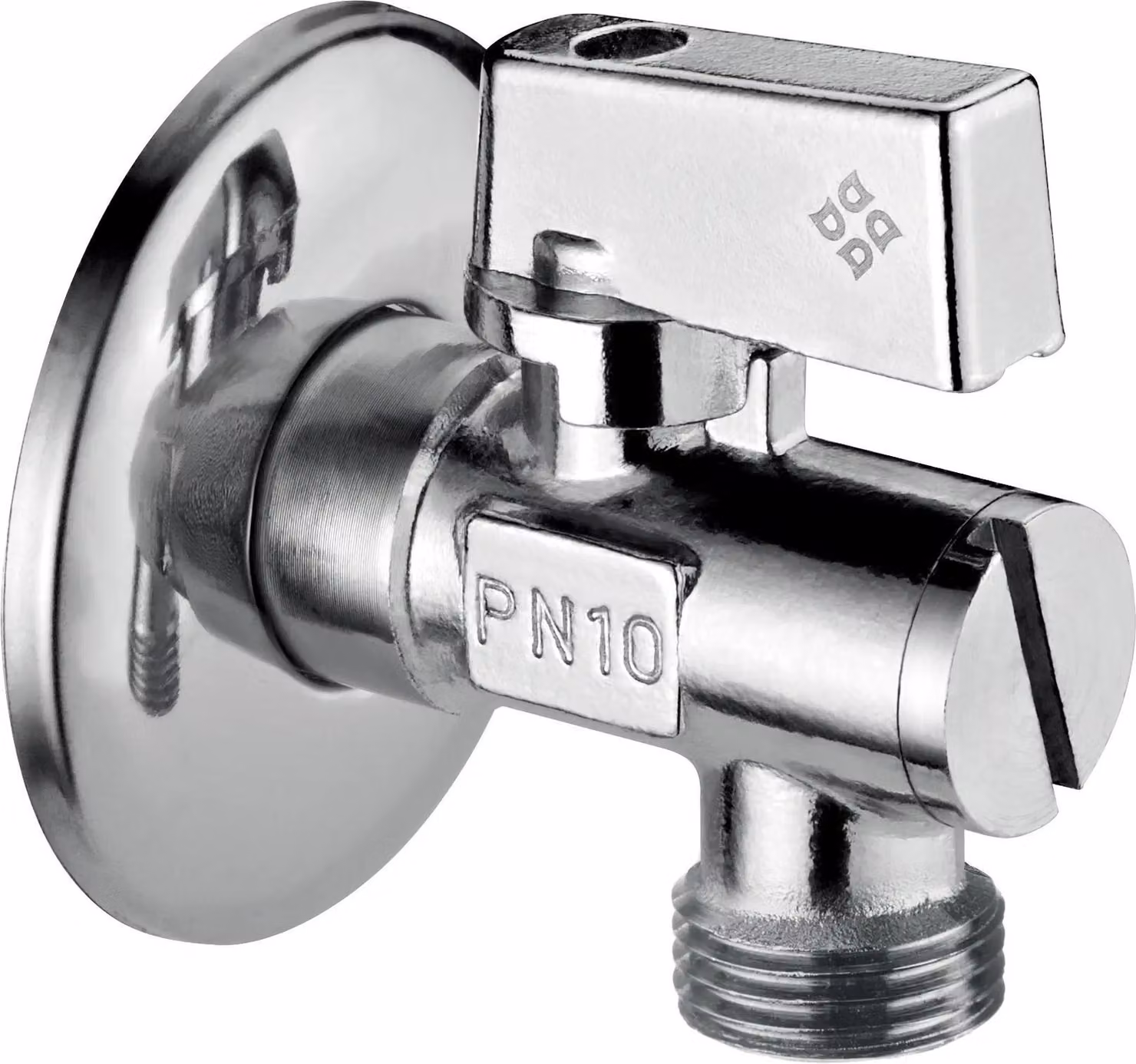 Valvola ad angolo, per il collegamento alla vasca di scarico del WC, 1/2" - 1/2" - cromata