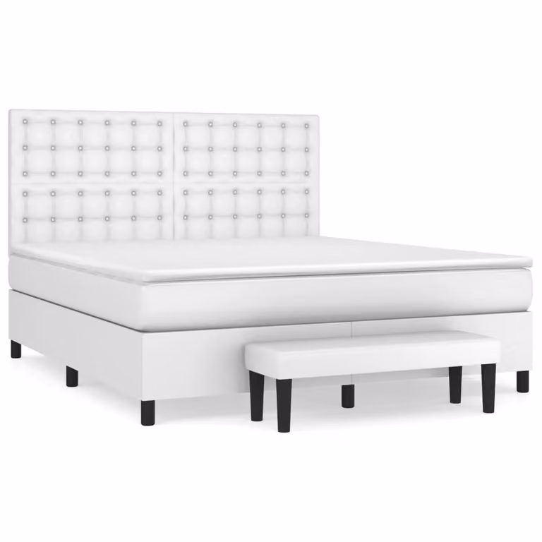 Giroletto a Molle con Materasso Bianco 180x200 cm in Pelle finta
