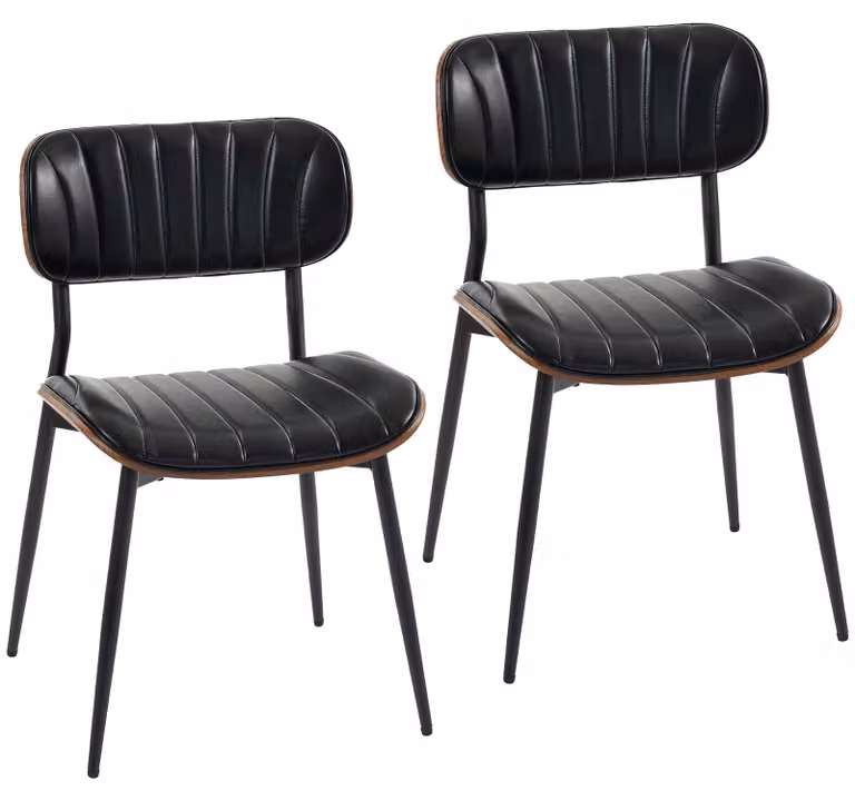 HOMCOM - Set di 2 sedie da pranzo, sedie per la cucina con seduta in ecopelle, colore nero