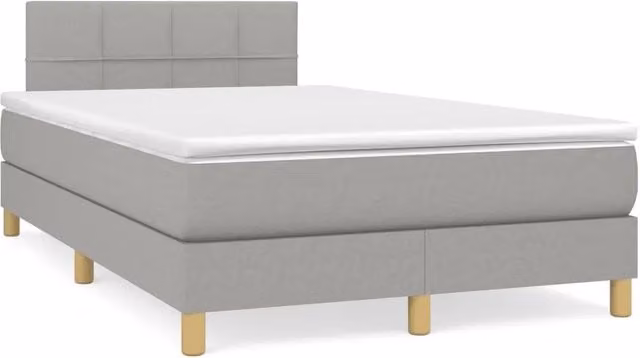 Letto a Molle con LED e Porte USB vidaXL in Tessuto Grigio, L/P/H: 120 x 200 x 88 cm