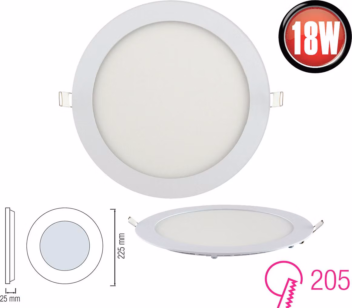 luce da incasso a pannello LED 18w slim Luce da incasso a pannello a soffitto Lampada da soffitto rotonda Ø 225 mm bianco freddo