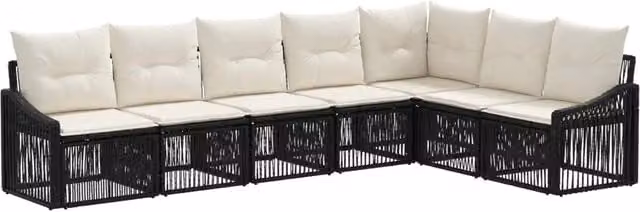 Set Divano da Giardino 7 pz Nero polyrattan 3436015
