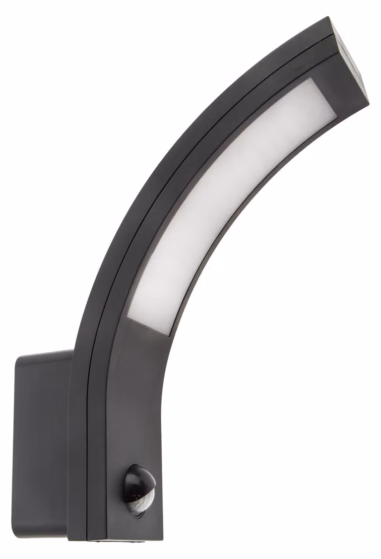 Lampada da parete a LED con sensore di movimento, 10W, 750 lumen, grado di protezione IP54, colore antracite