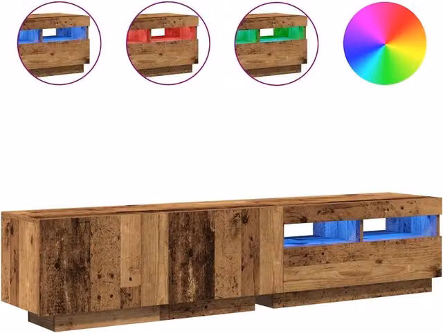 Mobile TV | Armadietto TV | Mobile Porta TV con LED Legno Antico 180x35x40 cm Truciolato