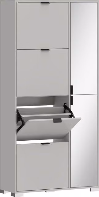 Scarpiera HOMCOM con specchio e 4 cassetti ribaltabili per ingresso, grigio moderno