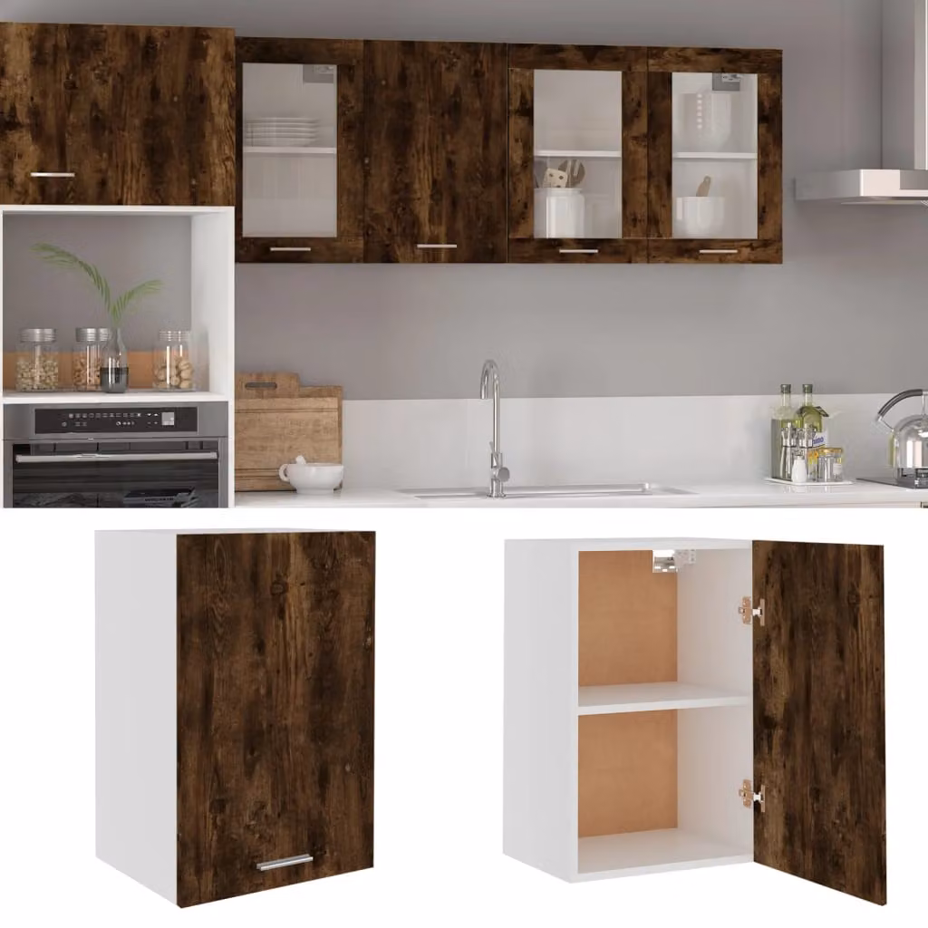 Pensile da cucina moderno vidaXL Lyon in rovere fumo con ante a battente, L: 39,5 cm, P: 31 cm, H: 60 cm
