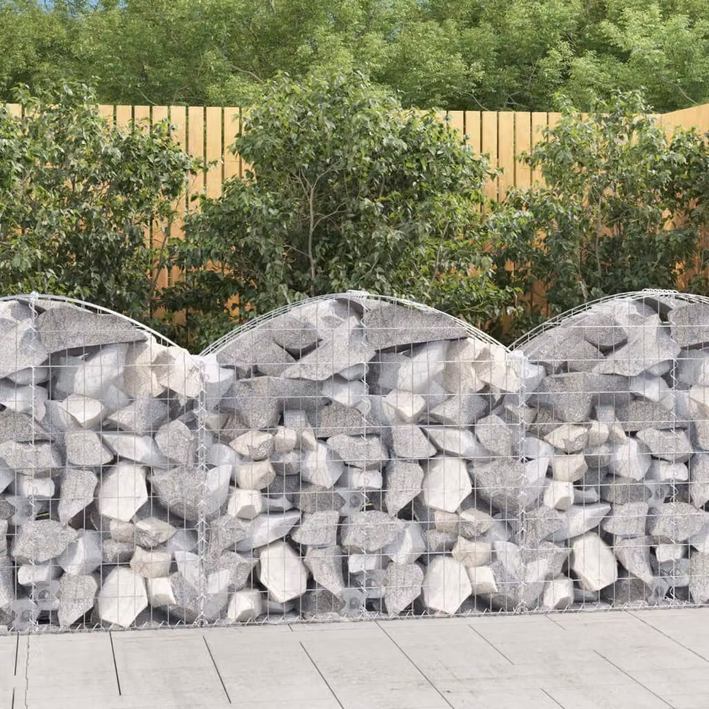 Cesto Gabbione ad Arco vidaXL in Acciaio Zincato Grigio L: 100 cm, P: 30 cm, H: 80/100 cm