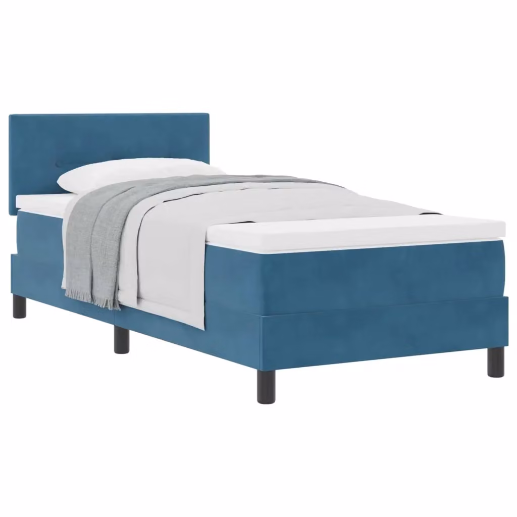 Letto a molle moderno vidaXL in velluto blu con testiera, L/P/H: 90 x 190 x 93 cm – 2