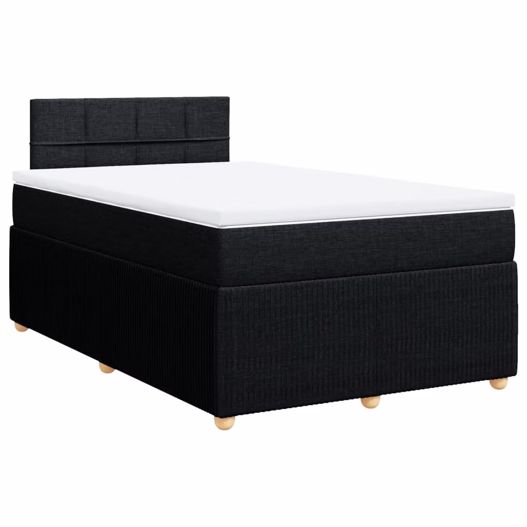 Giroletto a Molle con Materasso Nero 120x190 cm in Tessuto