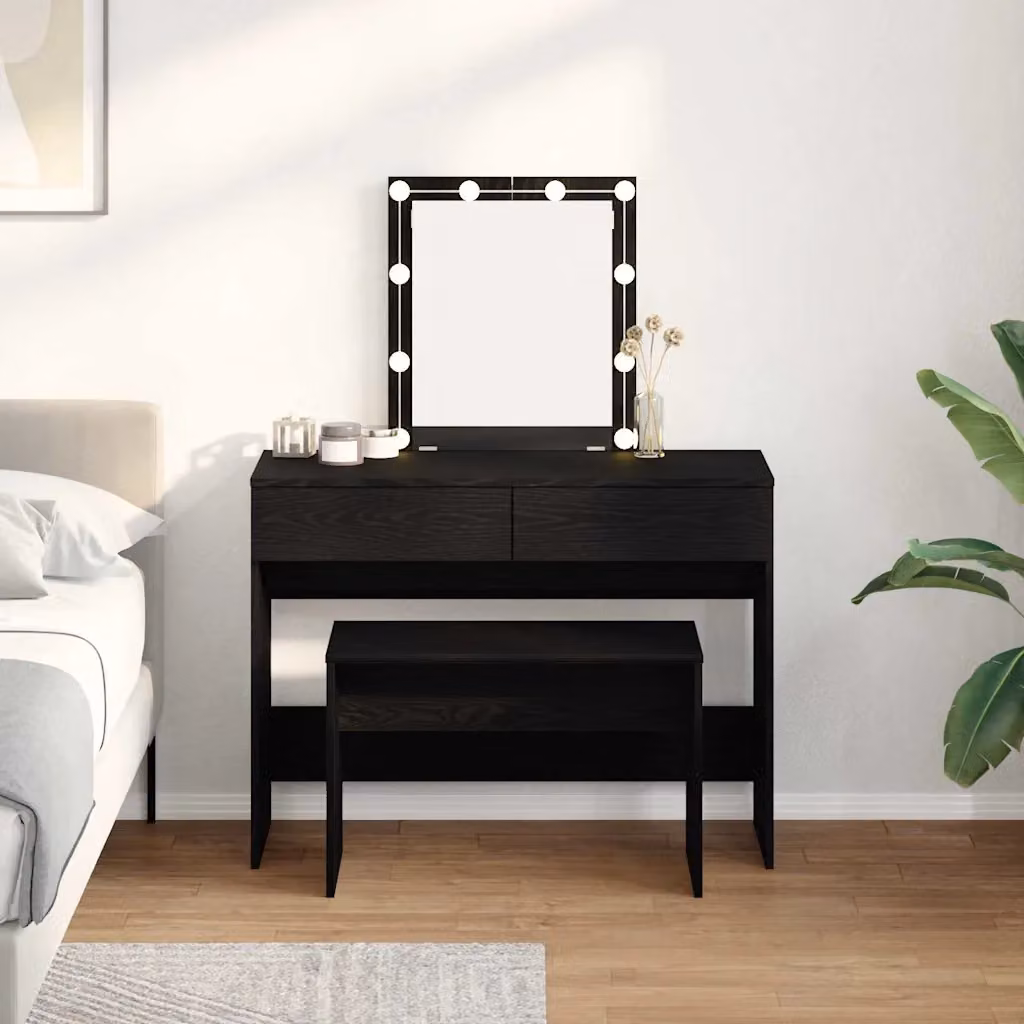 Sgabello da toeletta vidaXL moderno in nero L: 70 cm, P: 35 cm, H: 45 cm