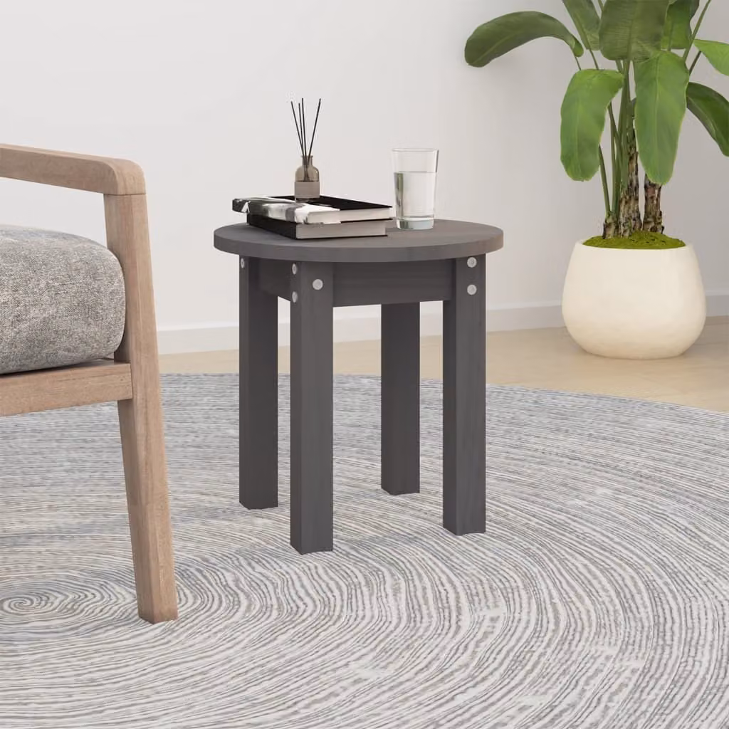 Maison Exclusive - Tavolino grigio Ø 35x35 cm in legno massello di pino