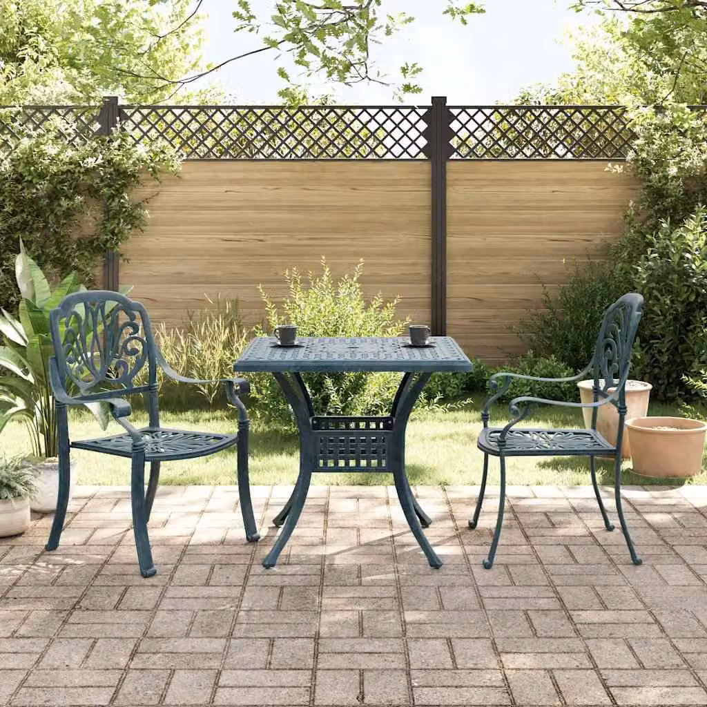 vidaXL Set da Bistrò 3 pz Verde in Alluminio Pressofuso