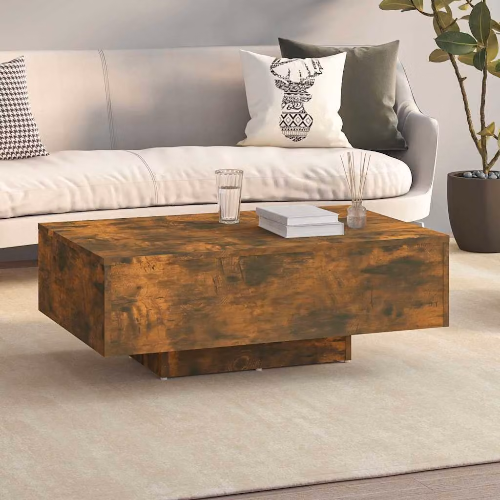 Tavolino da salotto moderno vidaXL in legno color rovere marrone L: 85 cm, P: 55 cm, H: 31 cm