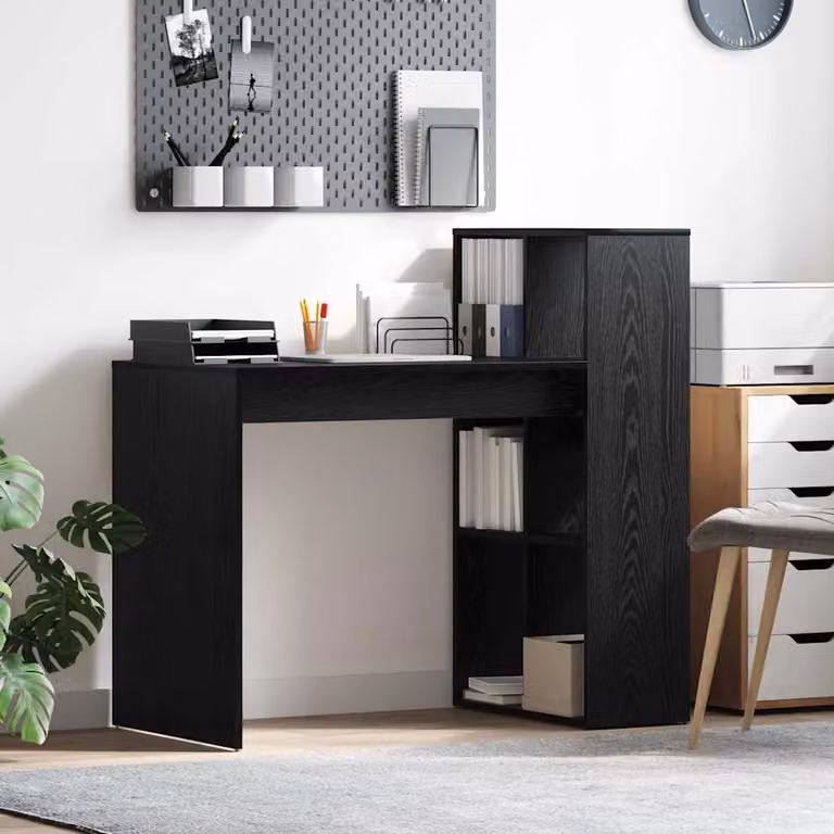 Scrivania da ufficio vidaXL in legno MDF rovere nero L: 108 cm, P: 55 cm, H: 103.5 cm