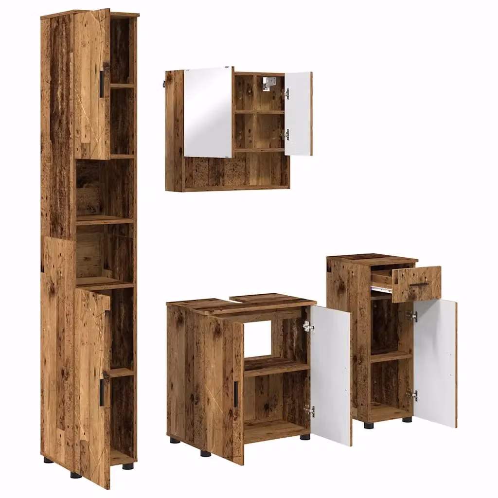 Set di mobili per il bagno vidaXL 4 pezzi in stile moderno marrone e nero L/P/H: 61 x 35 x 64 cm – 2