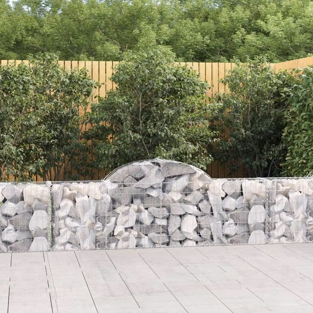 Set di 7 Cesti Gabbioni ad Arco vidaXL in Acciaio Zincato Grigio L: 200 cm, P: 30 cm, H: 60/80 cm