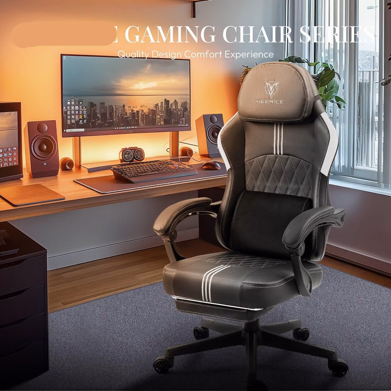 Sedia da gaming - Supporto lombare ergonomico - Gel traspirante e fresco - Ecopelle nera