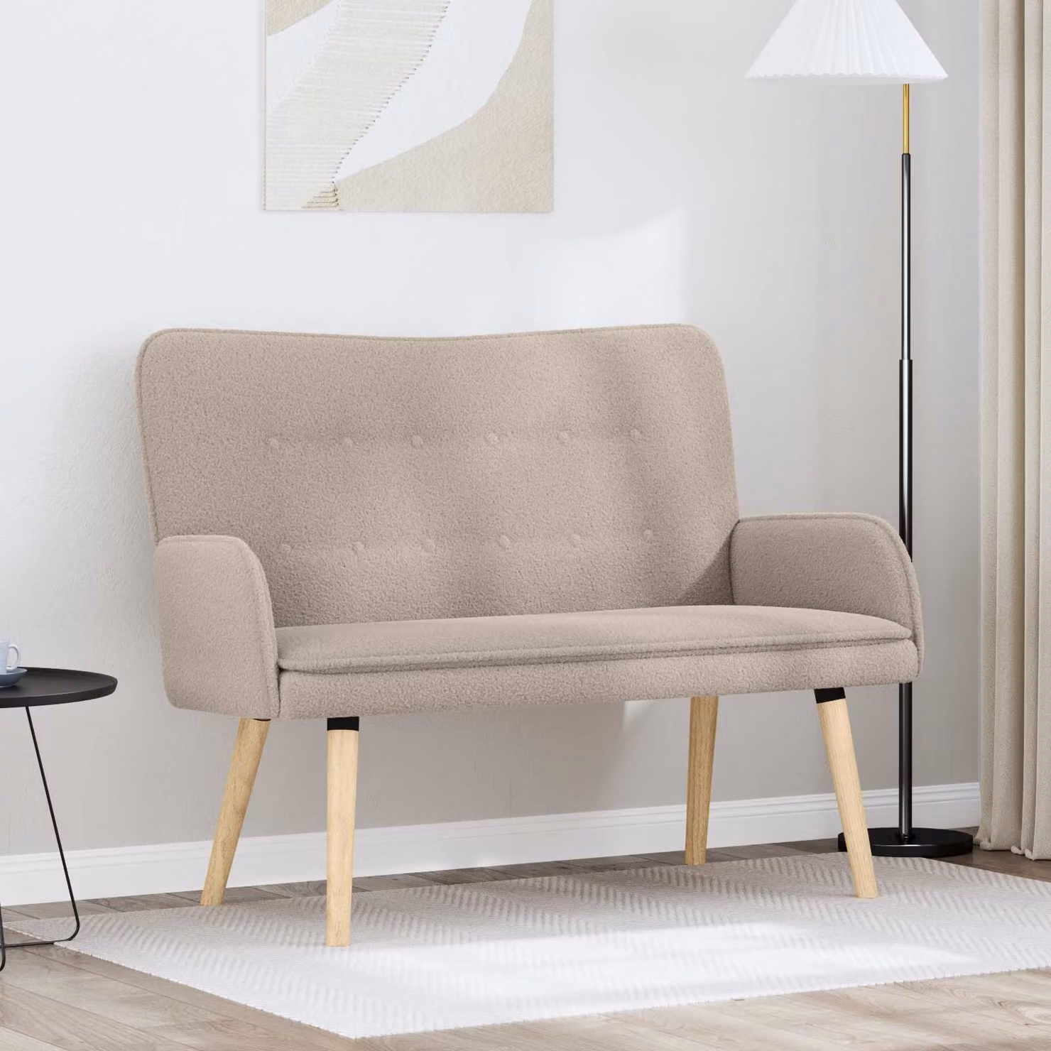 Divano a 2 Posti vidaXL in Tessuto Bouclé Grigio Chiaro L: 115 cm, P: 61 cm, H: 87 cm