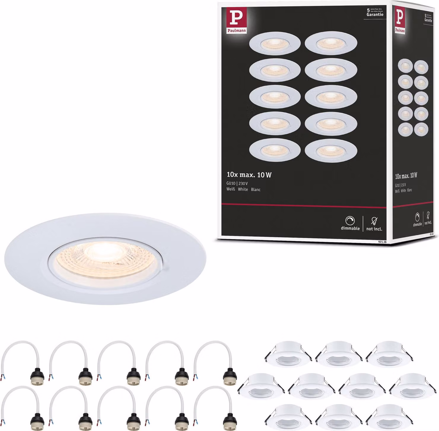 Set di 10 apparecchi da incasso Paulmann rigidi