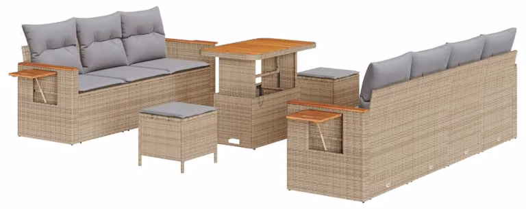 Set Divano da Giardino 10 pcs Beige polyrattan
