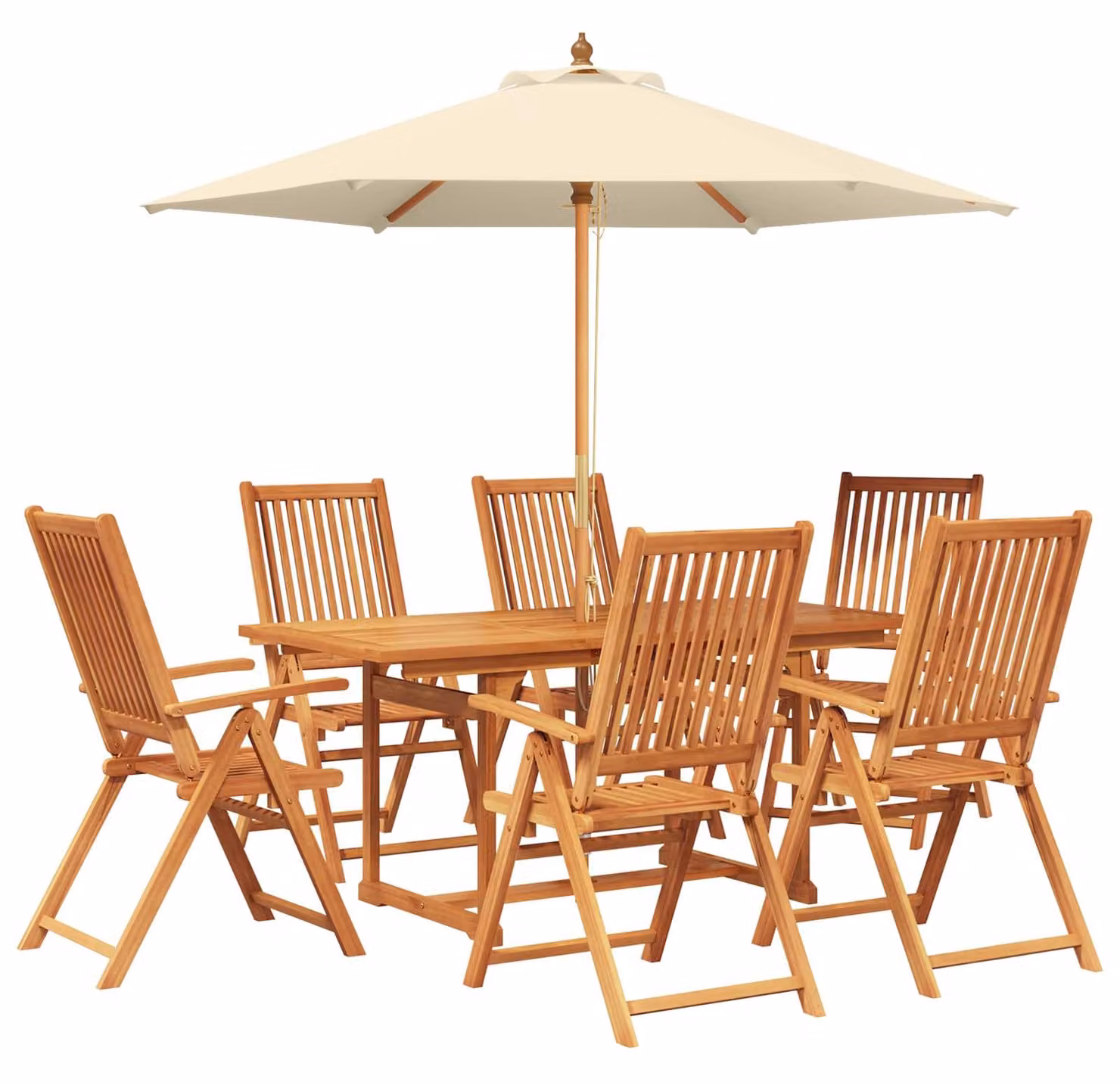 Set da esterno per giardino con ombrellone, composto da 8 pezzi, per 6 persone