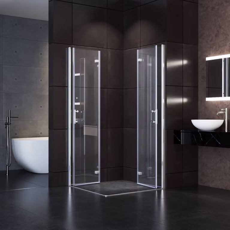SONNI 90x100x195cm cabina doccia angolare, porta d'ingresso angolare a battente porta a soffietto in vetro nano porta a soffietto a battente