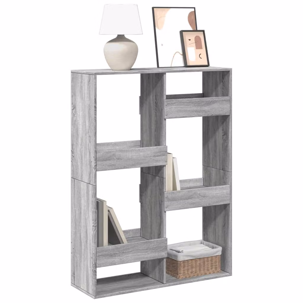 Libreria vidaXL Grigio in Legno Multistrato e MDF per Soggiorno L: 100 cm, P: 33 cm, H: 135 cm