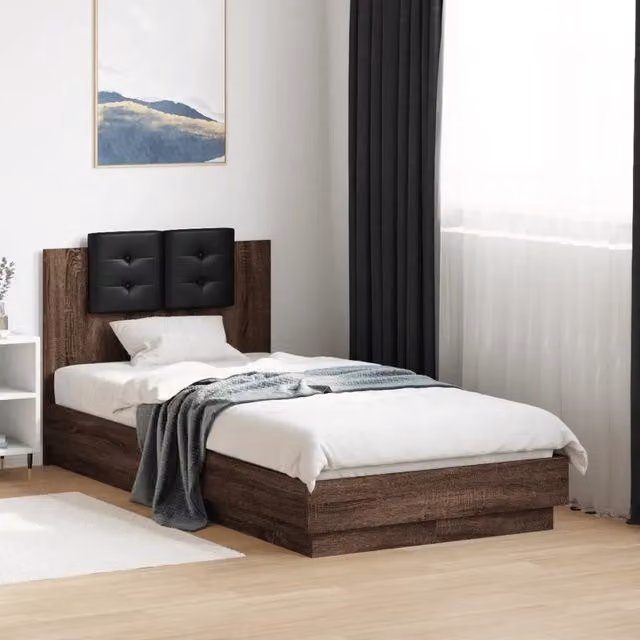 Giroletto con Testiera e LED Rovere Marrone 90x190 cm 3210065
