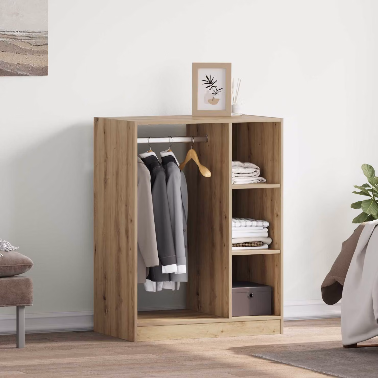 vidaXL Guardaroba Moderno in Rovere Marrone con Ripiani e Appendiabiti L/P/H: 77 x 48 x 102 cm