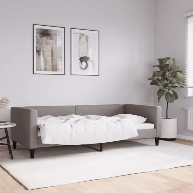 Letto da giorno moderno vidaXL in tessuto beige e grigio L/P/H: 200 x 90 x 223 cm