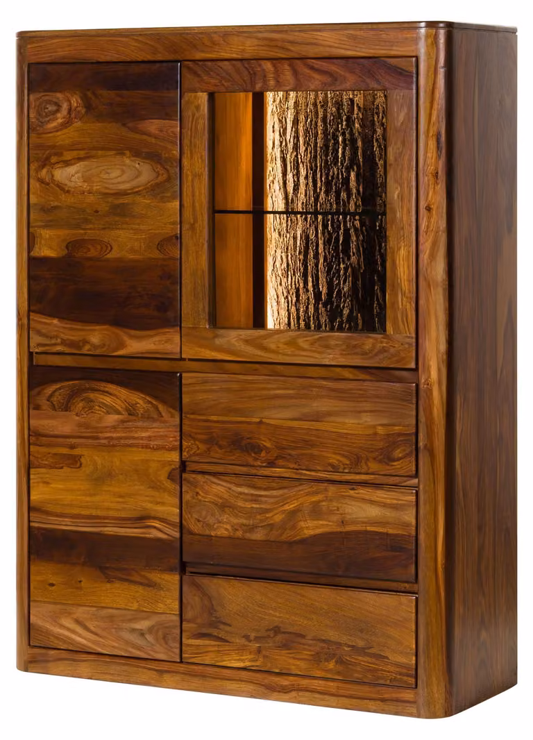 MASSIVMOEBEL24 | Credenza in legno di sheesham 109x40x145 noce cerato TORONTO LUX #209
