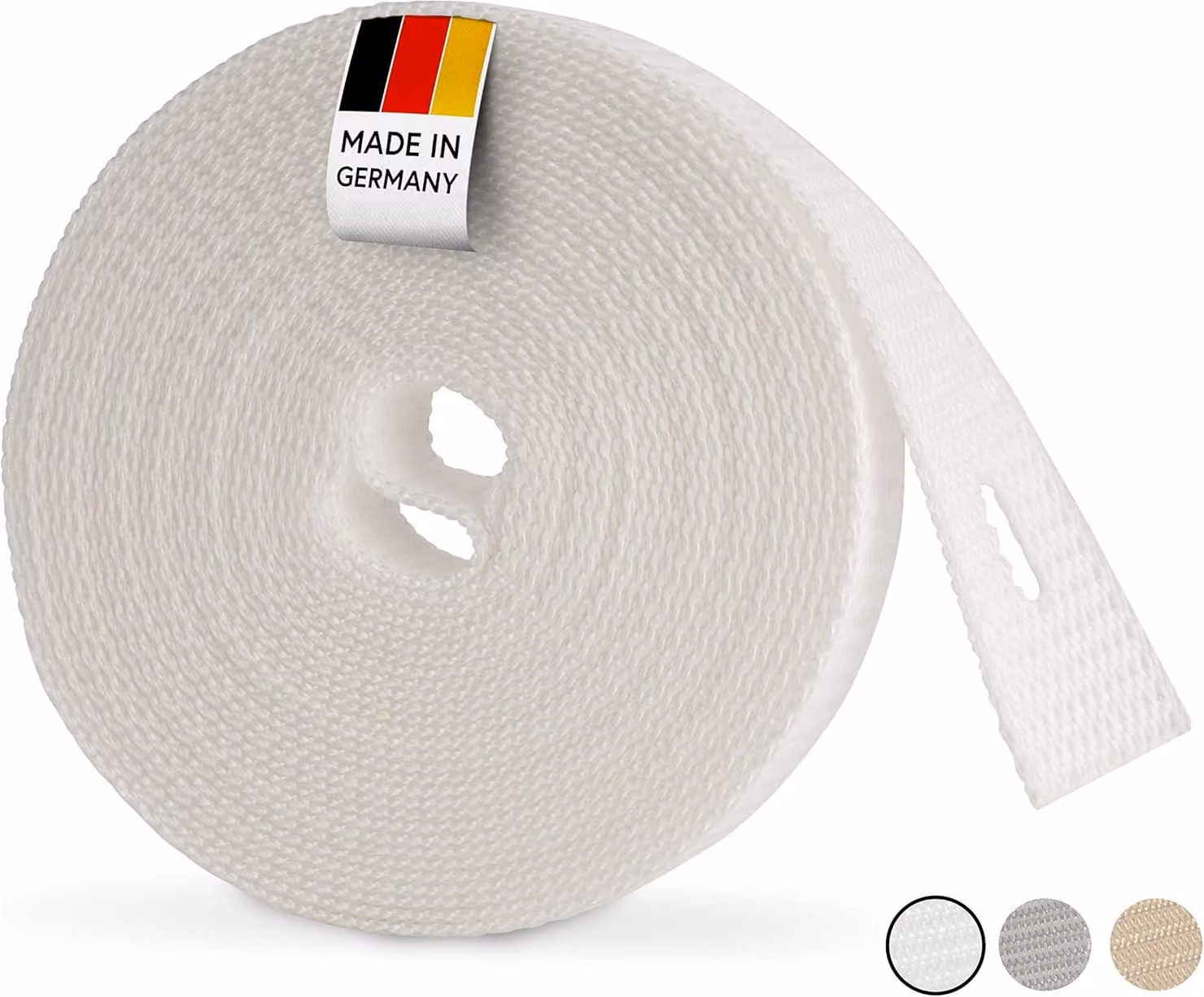 Cinghia per avvolgibili, 20 mm, 6 metri di lunghezza, bianca, resistente alla rottura, resistente ai raggi UV, per avvolgibili
