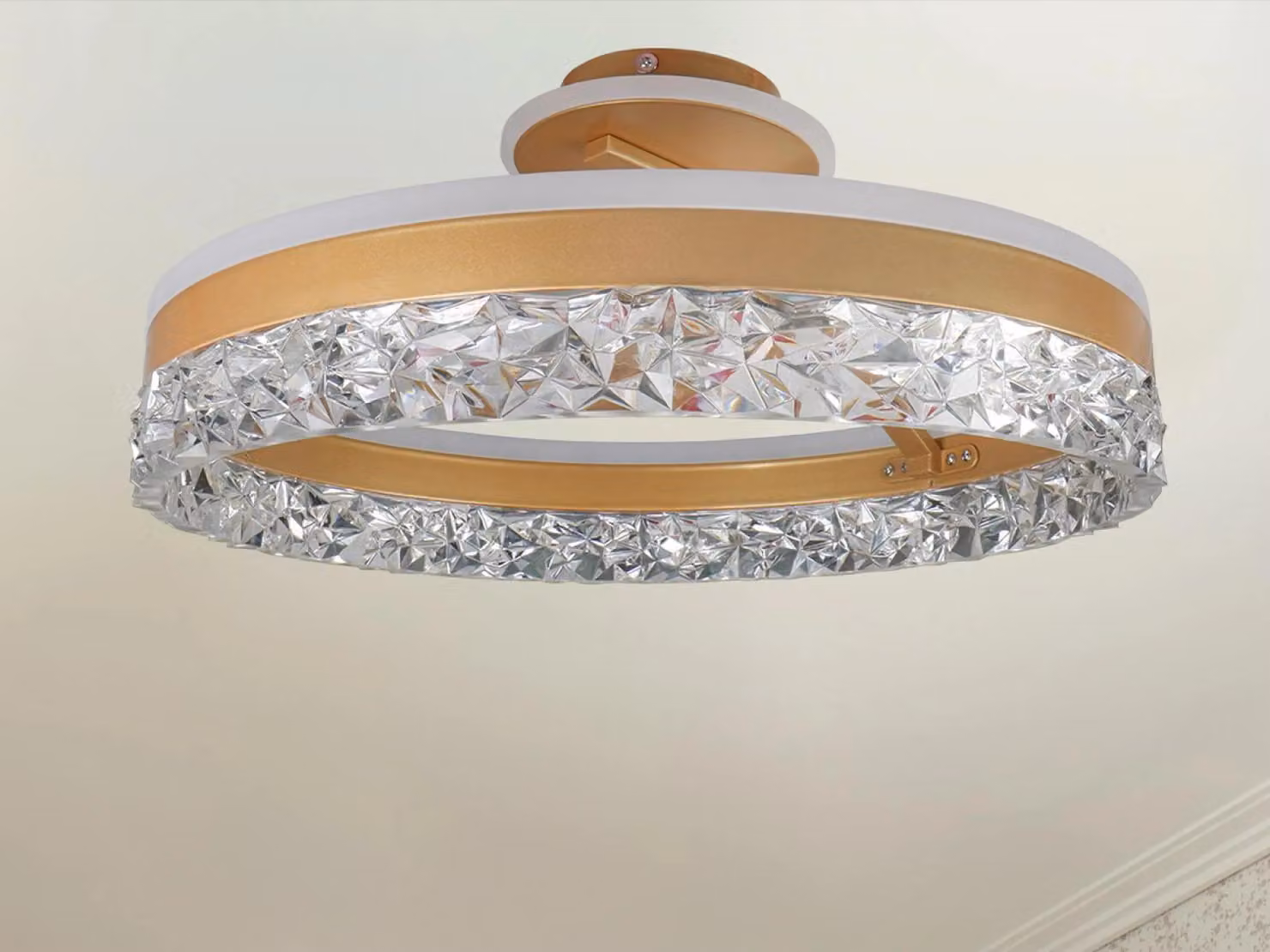 Lampada da soffitto a LED con cristalli e telecomando, 85W - TA1306/G