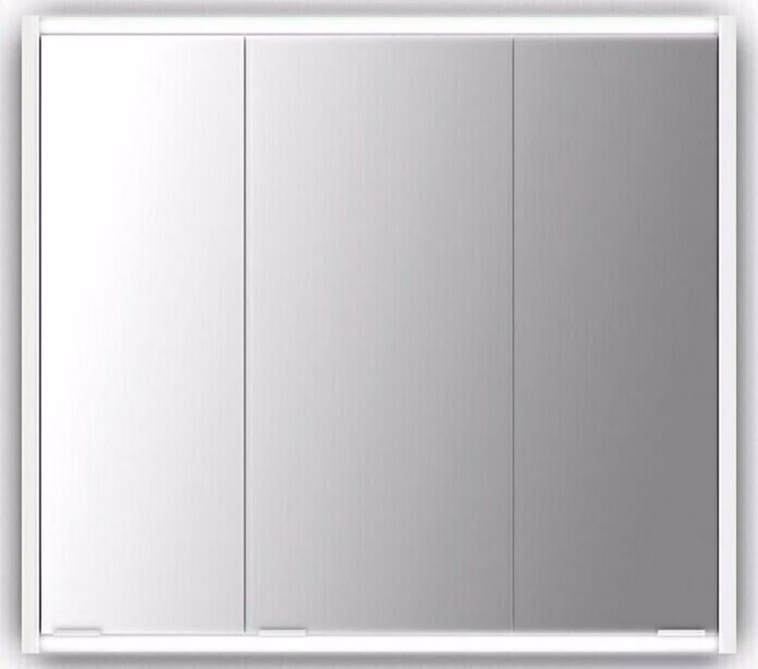 Specchio LED Batu, 80 x 70,8 cm, legno, bianco