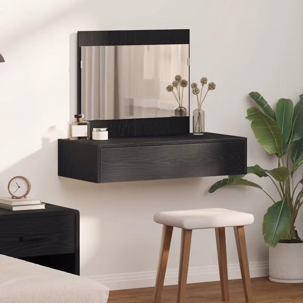 vidaXL Tavolo da Trucco Moderno Nero in MDF con Finitura Opaca L: 83 cm, P: 40 cm, H: 70 cm