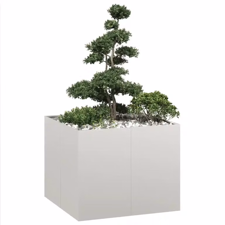 Fioriera vidaXL in acciaio inox grigio L: 100 cm, P: 100 cm, H: 80 cm