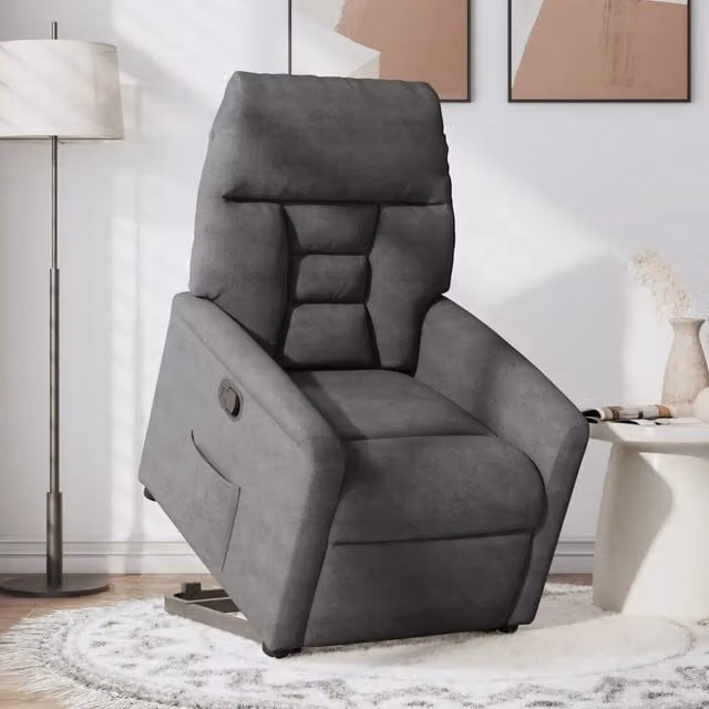 Divano Sedia-Poltrona Alzapersona Reclinabile Grigio Scuro Microfibra