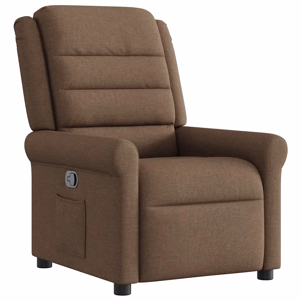 Poltrona Reclinabile Relax vidaXL in Tessuto Marrone con Braccioli e Leva Manuale – 2