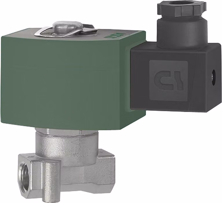 Riegler 2/2-Wege-MV., ES, FPM, NC, direktg., 24 V DC, G 1/4, PN 0-3,5 bar