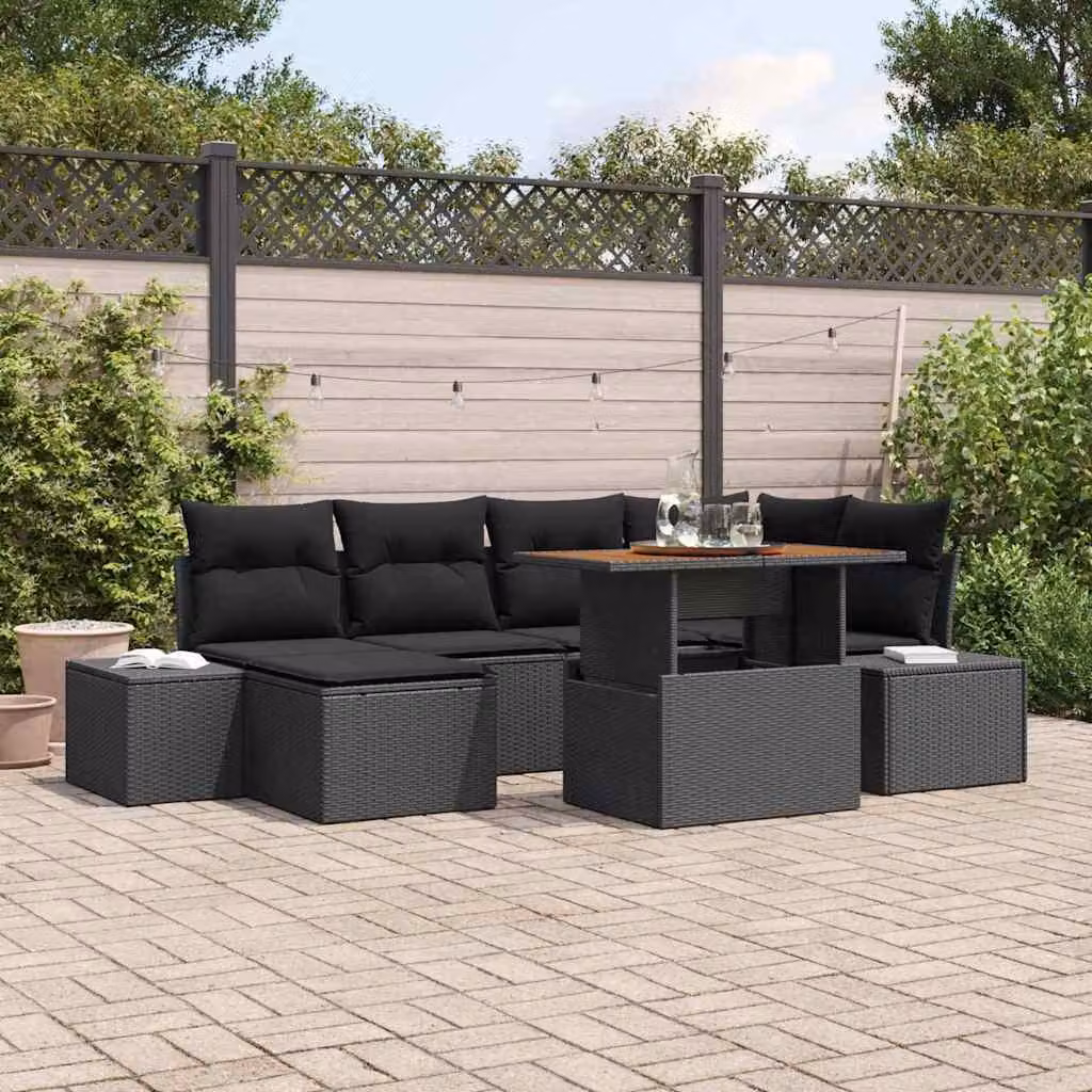 Maison Exclusive - Set da giardino composto da 7 pezzi. Colore: nero e marrone