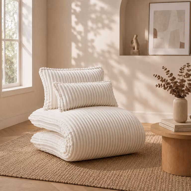 Divano letto LVHOM, 227 cm, divano reclinabile in tessuto cord con struttura in acciaio, poltrona da pavimento e letto per ospiti, completo di 2 cuscini, color beige