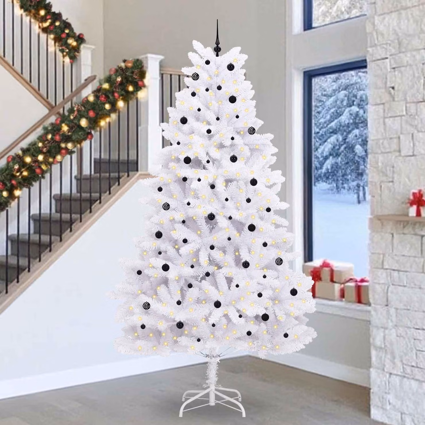 Maison Exclusive - Albero di Natale artificiale pieghevole, bianco, 300 cm, in PVC e acciaio