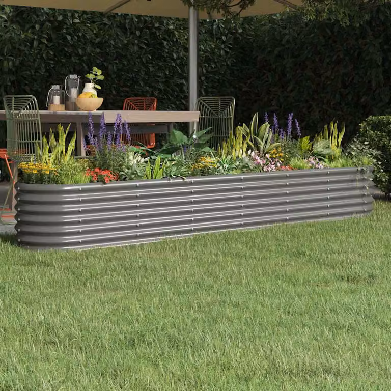 Letto rialzato da giardino vidaXL in acciaio zincato grigio L: 260 cm, P: 40 cm, H: 36 cm