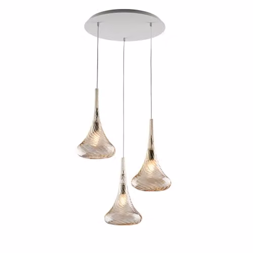 Lampadario Contemporaneo Nemesi Metallo Ambra 3 Luci E27