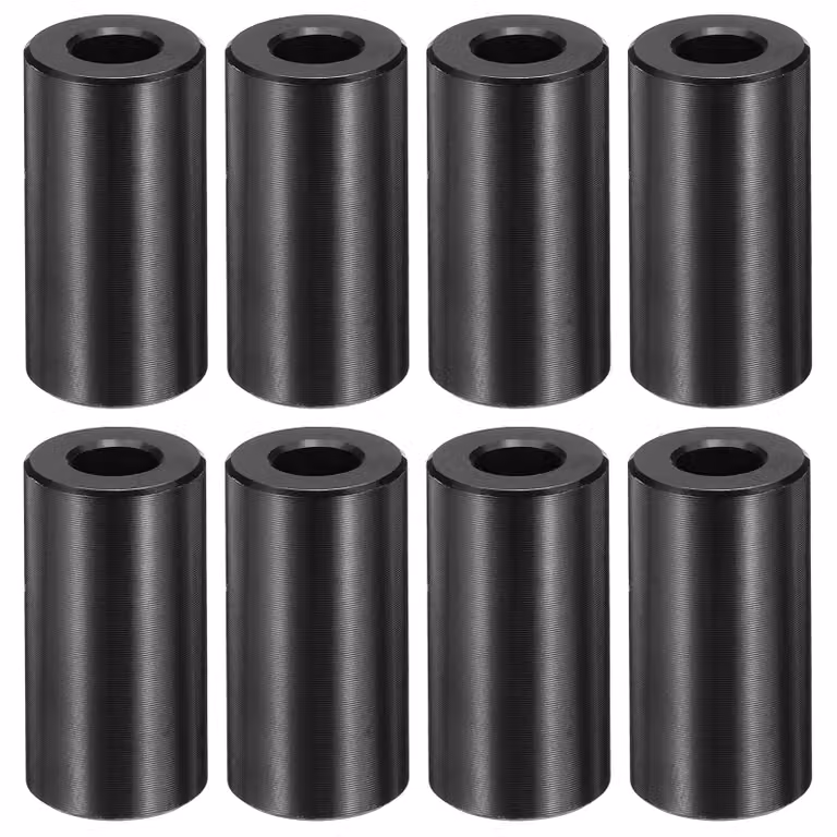 8 distanziatori in alluminio M6, dimensioni 6x12,7x25,4 mm, senza filettatura, colore nero