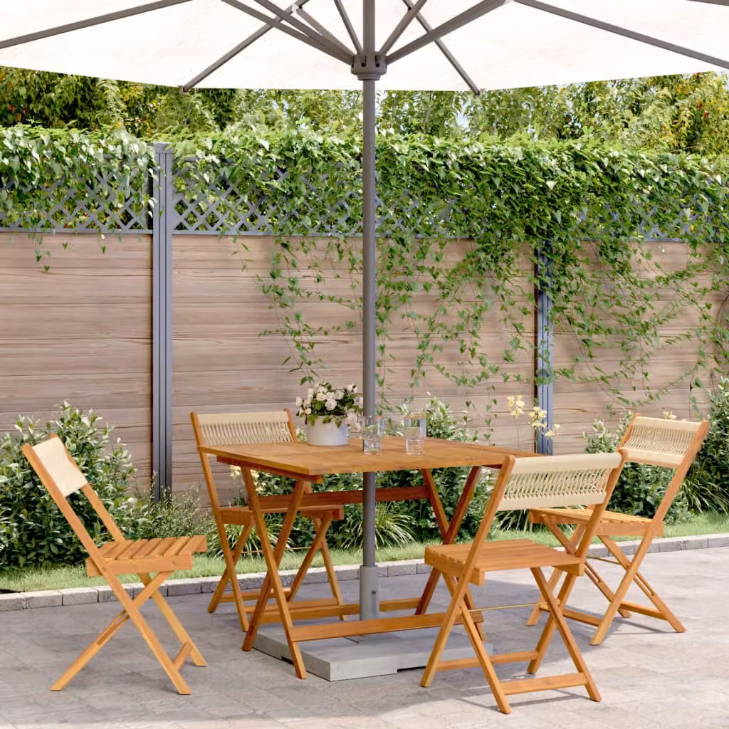 Set da pranzo da giardino vidaXL 5 pezzi in legno di acacia oliato e polipropilene beige