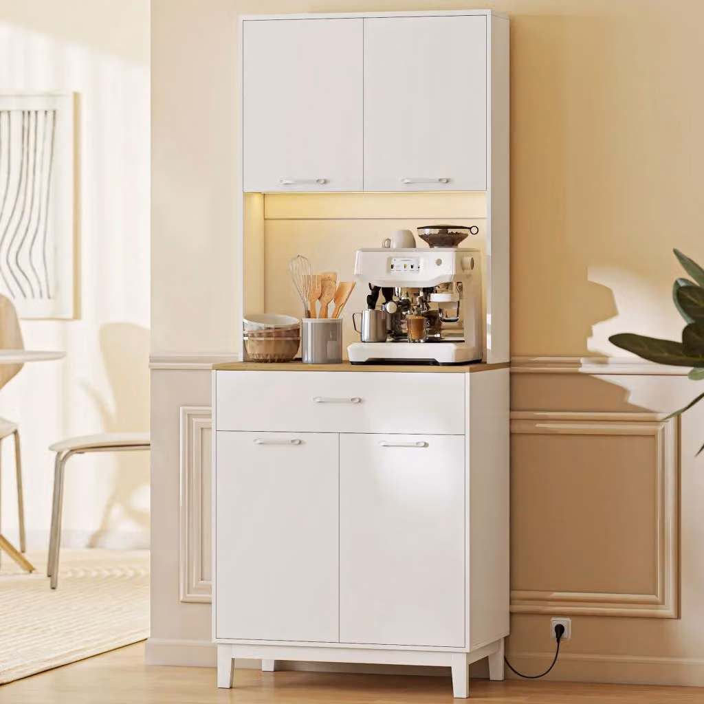 Credenza Moderna Giordanoshop Bianca con Luci LED e Ripiani Interni L/P/H: 71 x 40 x 180 cm – 2