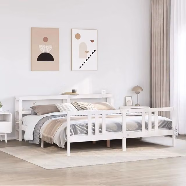 Giroletto con Testiera senza Materasso Bianco 200x200 cm 3305978